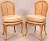 COUNTRY FRENCH MAPLE, CANE & LEATHER CHAIRS, 19TH C, PAIR, H 37", W 20"