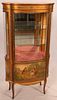 FRENCH VERNIS MARTIN HAND PAINTED AND GILT DISPLAY CABINET, H 62", W 30"