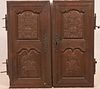 EUROPEAN CARVED WALNUT DOORS, MATCHED PAIR, 18TH.C. H 35", W 17"