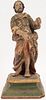 FRENCH/SPANISH CARVED WOOD AND POLYCHROME SANTOS FIGURE ON PLINTH, SAINT ROCH, 19TH.C. H 11", W 5"