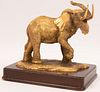 ANTHONY JONES, (20TH CENTURY), 24K GOLD PLATED OVER BRONZE, H 10" W 9.5" D 6.5" THE GOLDEN ELEPHANT 