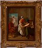 JEAN BAPTISTE ANTOINE EMILE BERANGER (FRENCH, 1814-83), OIL ON MAHOGANY PANEL, H 16", W 13", A PLEASANT DISTRACTION 