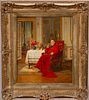 VICTOR MARAIS-MILTON (FRENCH, 1872-68), OIL ON BEVELED PANEL, H 18", W 15", SEATED CARDINAL 