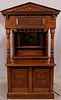OAK & STAINED GLASS BAR, C. 1920, H 97", W 57", D 53"