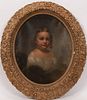 ENGLISH OIL ON CANVAS, 19TH C, H 22", W 18", PORTRAIT OF GIRL 