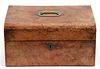 ENGLISH BURL WALNUT DOCUMENT BOX C. 1850 H 6" L 12" 