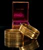 14KT GOLD FILLED BANGLE BRACELETS, PAIR, H 1.75", W 2.25", T.W. 77 GR 