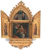 FLORENTINE ARCHED FRAME TRIPTYCH ICON, H 21", L 10.5"