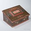 Paint-decorated Slant-lid Sewing Box with Pincushion "1809,"