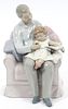 LLADRO PORCELAIN FIGURINE, H 8", W 5", "GRANDFATHER'S STORIES" (6979) 