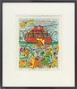 JAMES RIZZI (AMERICAN 1950 - 2011) 3-D CUT-OUT LITHOGRAPH COLLAGE, 1989, #272/350, H 11", W 9", "TOO MANY FISH IN THE SEA" 