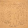 ANTHONY SISTI (AMERICAN 1901 - 1983) INK ON PAPER, H 13", W 13", BOXING MATCH 