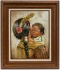 GREGORY PERILLO (USA, B. 1932), OIL ON CANVAS, H 20" W 16" MOTHERS GIRL (SIOUX) 