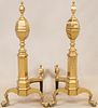 FEDERAL STYLE BRASS ANDIRONS, PAIR, H 30"