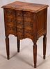 WALNUT CARVED SMALL 3 DRAWER CHEST, C. 1900, H 35", W 23"