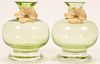 JAY STRONGWATER ENAMEL AND GLASS BUD VASES, PAIR H 5.5" 