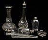 STERLING AND CRYSTAL  PERFUME BOTTLES LOT OF SIX L 2" - 4.7" 