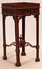 MAHOGANY CHIPPENDALE STYLE PEDESTAL TABLE, H 27", W 13"