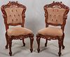 CARVED WALNUT ROCOCO STYLE  SIDE CHAIRS, PAIR H 45" 