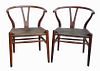 Pair of mid-century modern Danish Wishbone Chairs