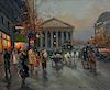 Oil on canvas, Paris - Madeleine - Rue Royal, after Edouard Cortes