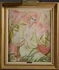 Painting on canvas bear breast woman French Deco taste