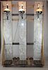 Set of 5 Art Deco marble & chrome pilasters with lights