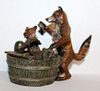 Cold painted bronze foxes