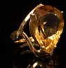 14KT YELLOW GOLD, YELLOW TOPAZ RING, SIZE 6 
