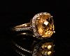 925 SILVER & CITRINE RING, SIZE: 9, T.W. 5.4 GR 