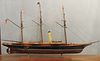 WOODEN MODEL SHIP IN DISPLAY CASE, H 72", W 22" (CASE) 