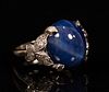 CABOCHON STAR SAPPHIRE AND 14K RING, SIZE 6 CIRCA 1940 