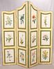 DECORATIVE FOUR FOLD "FLORAL" DIVIDER SCREEN H 75" W 72" 