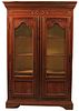   COUNTRY FRENCH STYLE CARVED WALNUT TWO DOOR CABINET H 84" W 57" 
