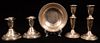 STERLING GORHAM AND EMPIRE CANDLESTICKS, PRELUDE DISH H 4", 6" DIA 6" 