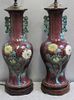 Pair of Asian Porcelain Urns As Lamps.