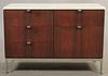 FLORENCE KNOLL ROSEWOOD & MARBLE TOP CABINET, H 26", W 38"