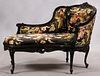 LOUIS XV STYLE CARVED WALNUT CHAISE LOUNGE, H 39", W 28", L 57" 