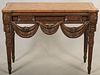 MAITLAND SMITH MAHOGANY TOOLED LEATHER TOP CONSOLE, H 33", W 45"