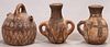 ANTIQUE MOROCCAN BERBER POTTERY WATER VESSELS, THREE, H 9" - 9 1/2" 