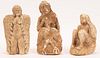 NORTH AFRICAN CARVED LIMESTONE FIGURES, THREE, H 5" - 6 1/2" 