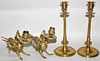 GRIFFIN  BRASS CANDLESTICKS (5") C 1900 AND  19TH.C. CANDLESTICKS (9"), 2 PAIRS 