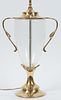 CHAPMAN BRASS AND GLASS TABLE LAMP H 33" W 11" 