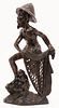 CHINESE ROSEWOOD FISHERMAN , HAND CARVED  H 15.5" D 7" 