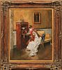 YULLIE HOONER OIL ON CANVAS H 29" W 24" WOMAN SITTING AT A WRITING DESK 