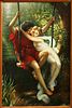 AFTER PIERRE-AUGUSTE COT, OIL ON CANVAS, LATE 20TH C. H 36", W 23" "SPRINGTIME" 