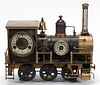 FRENCH, AUTOMATION, COPPER LOCOMOTIVE INDUSTRIAL CLOCK, 20TH C,, H 17 1/2", W 9", L 19" 