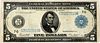 U.S. FED-RESERVE $5.DOL.NOTE BLUE SEAL 1914, SERIAL #G39223519B, ABE LINCOLN PORTRAIT 