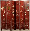 JAPANESE RED LACQUER 6 PANEL FOLDING SCREEN, H 84", L 90" (TOTAL) 