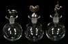 LES HERITIERS (FRENCH) GLASS DECANTERS, 3 PCS, H 11.5"